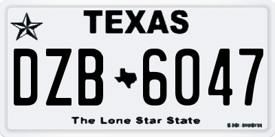 TX license plate DZB6047