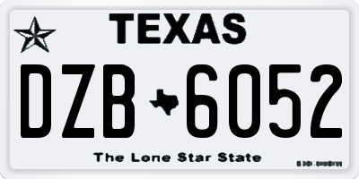 TX license plate DZB6052