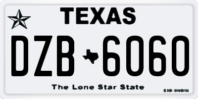 TX license plate DZB6060