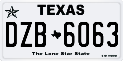 TX license plate DZB6063