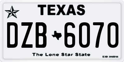TX license plate DZB6070