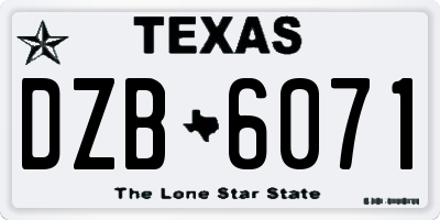 TX license plate DZB6071
