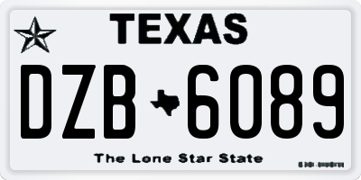 TX license plate DZB6089