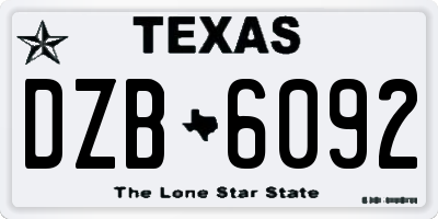TX license plate DZB6092