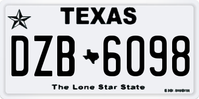 TX license plate DZB6098
