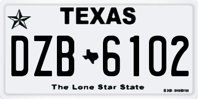 TX license plate DZB6102
