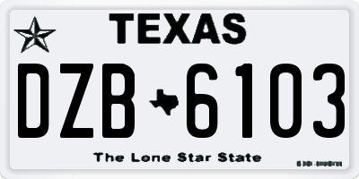 TX license plate DZB6103