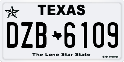 TX license plate DZB6109