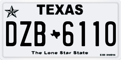TX license plate DZB6110