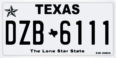 TX license plate DZB6111