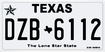 TX license plate DZB6112