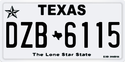 TX license plate DZB6115