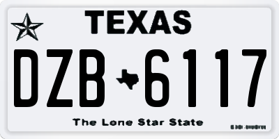 TX license plate DZB6117