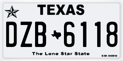 TX license plate DZB6118
