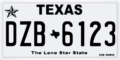 TX license plate DZB6123