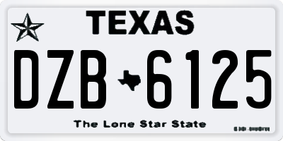 TX license plate DZB6125