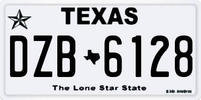 TX license plate DZB6128