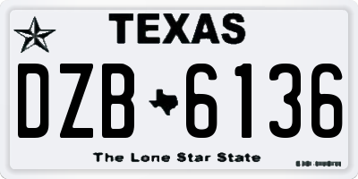 TX license plate DZB6136
