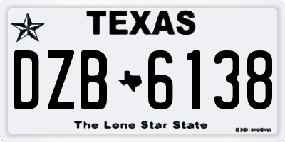 TX license plate DZB6138