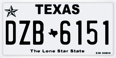 TX license plate DZB6151