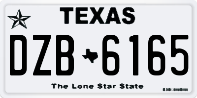 TX license plate DZB6165