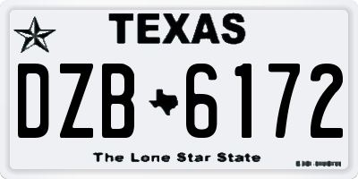 TX license plate DZB6172