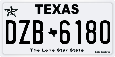 TX license plate DZB6180
