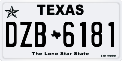 TX license plate DZB6181
