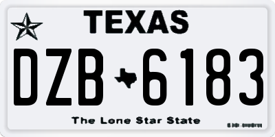 TX license plate DZB6183