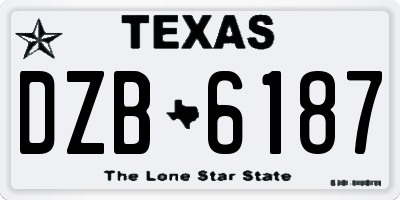 TX license plate DZB6187