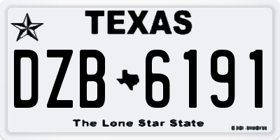 TX license plate DZB6191