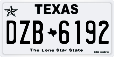 TX license plate DZB6192