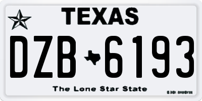 TX license plate DZB6193