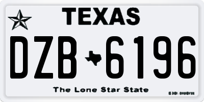 TX license plate DZB6196