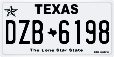 TX license plate DZB6198