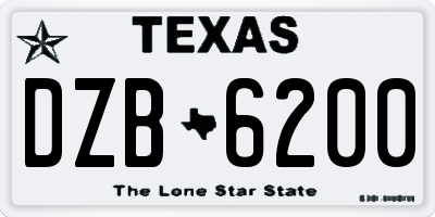 TX license plate DZB6200