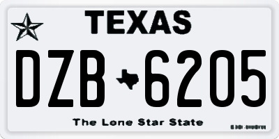 TX license plate DZB6205