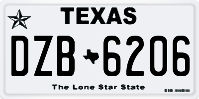 TX license plate DZB6206