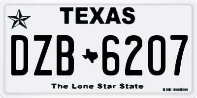 TX license plate DZB6207