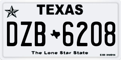 TX license plate DZB6208