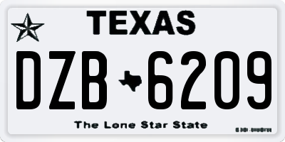TX license plate DZB6209