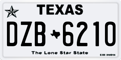TX license plate DZB6210