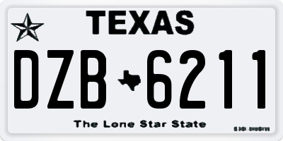 TX license plate DZB6211