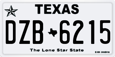 TX license plate DZB6215