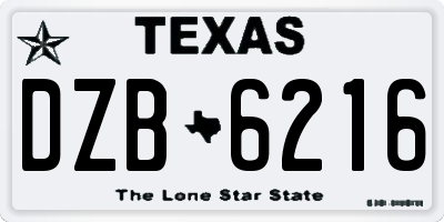 TX license plate DZB6216