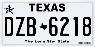 TX license plate DZB6218