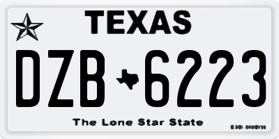 TX license plate DZB6223
