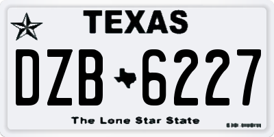 TX license plate DZB6227