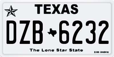 TX license plate DZB6232