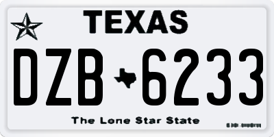 TX license plate DZB6233